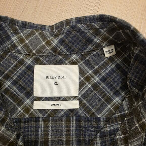 Billy Reid Blue Gray White Long Sleeve Standard Fit Button Up Shirt Size XL - Picture 5 of 7